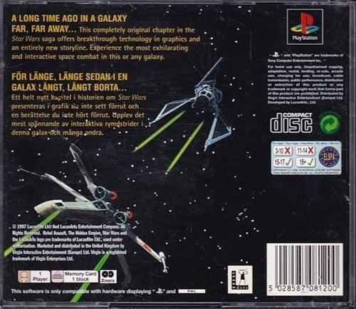Star Wars Rebel Assault II - mangler manual - PS1 (B Grade) (Genbrug)